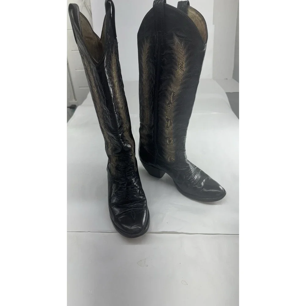 C.H. HYER Custom Snake Inlaid Women's Vintage 8 -8 1/2 Cowboy Boots Leather